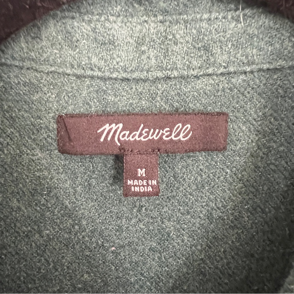 Madewell Teal Green Flannel Button Down Shirt Medium Oversized Ex-Boyfriend Top - Picture 2 of 10